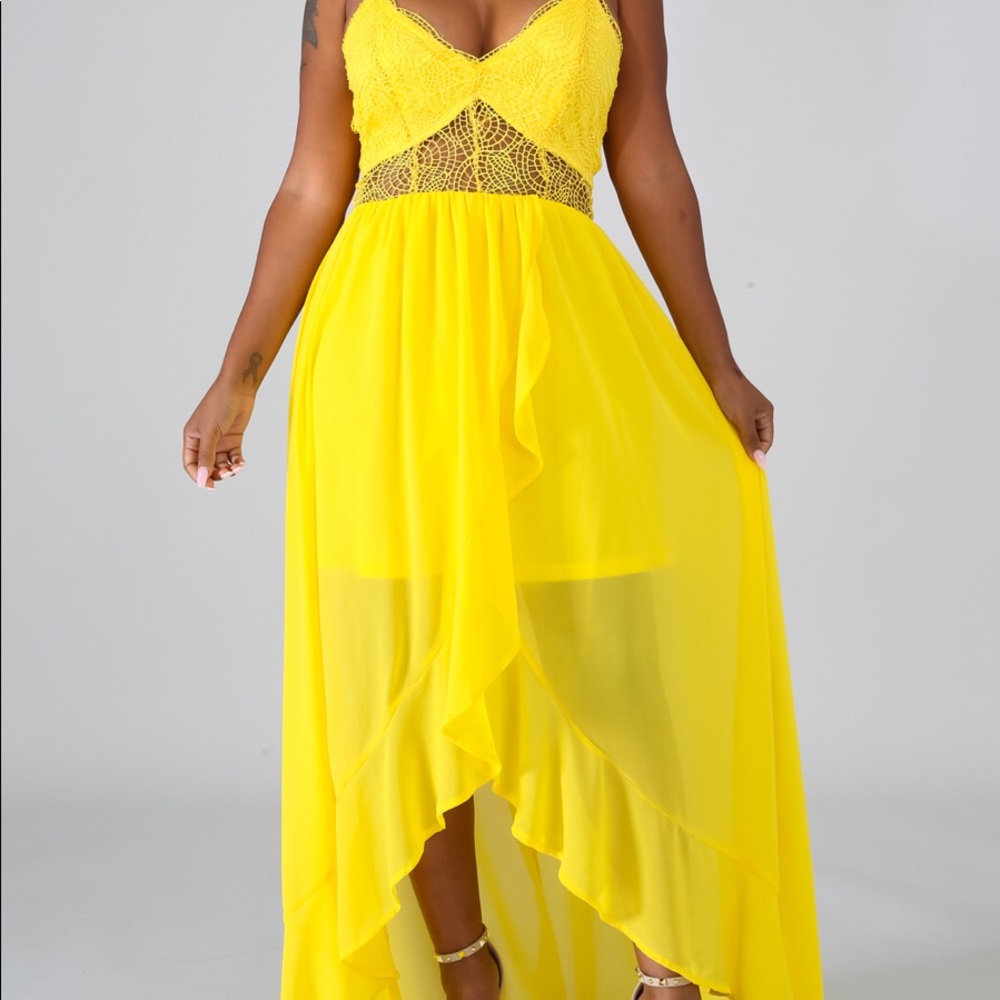New Women Yellow Maxi Dress